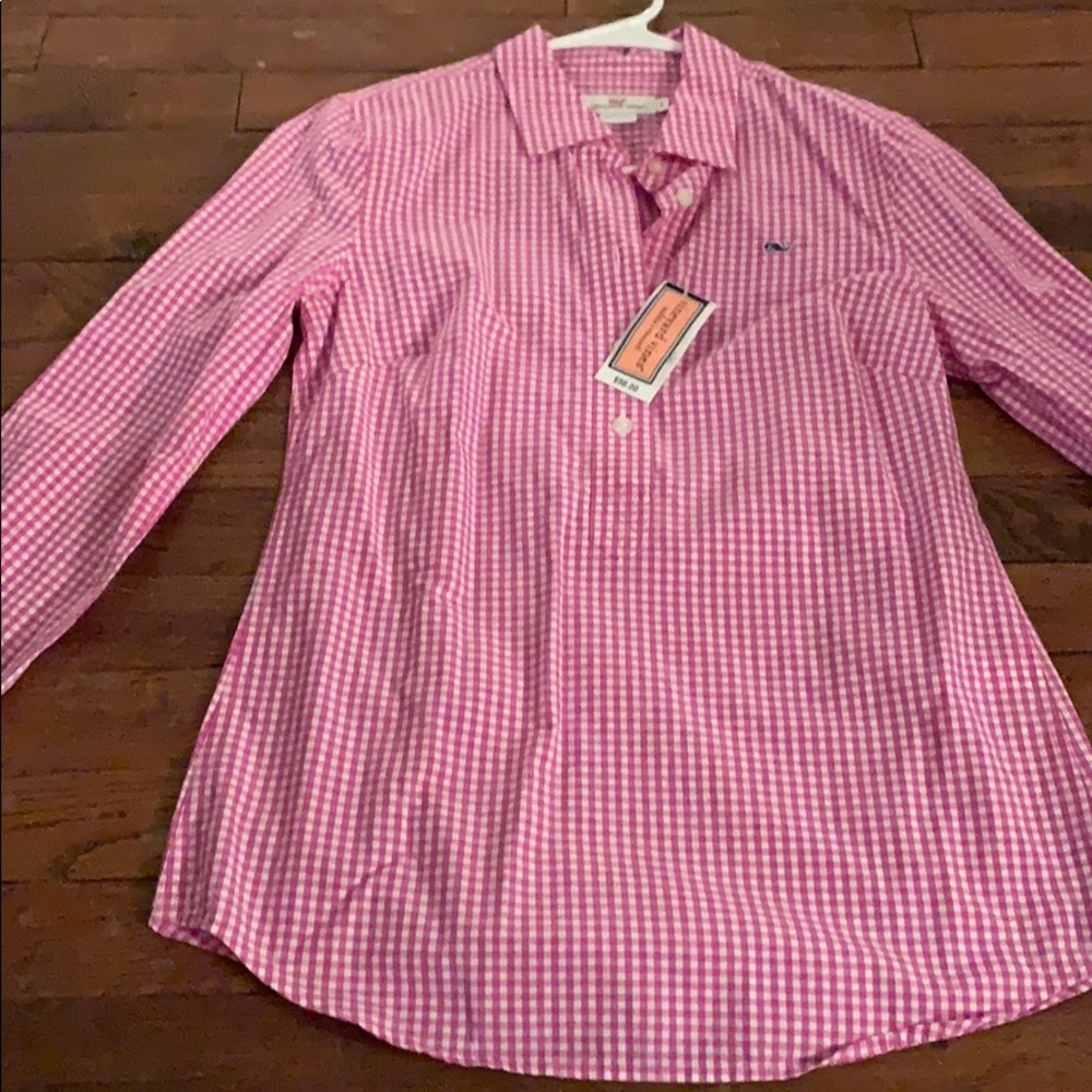 Vineyard Vines long sleeve gingham pullover shirt